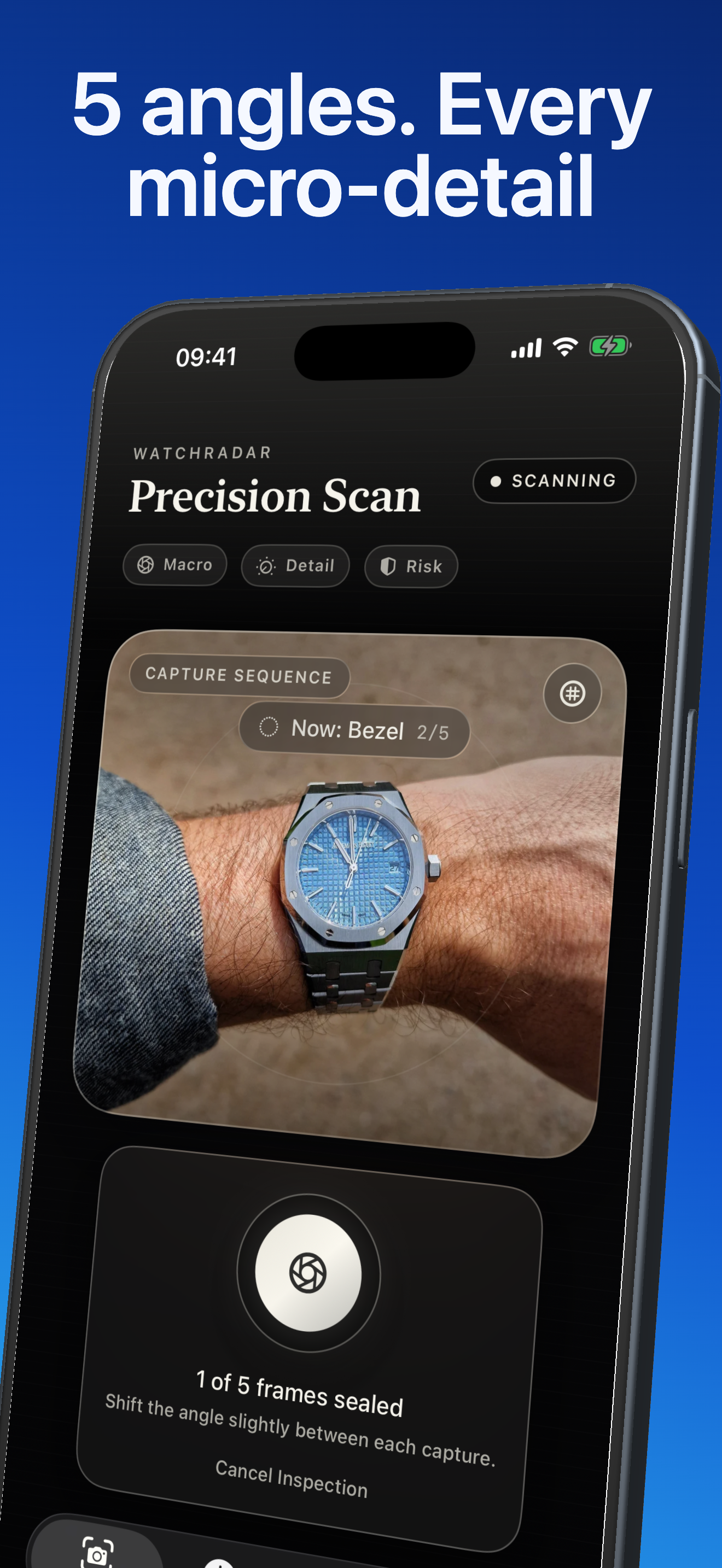 Five-angle precision scan.