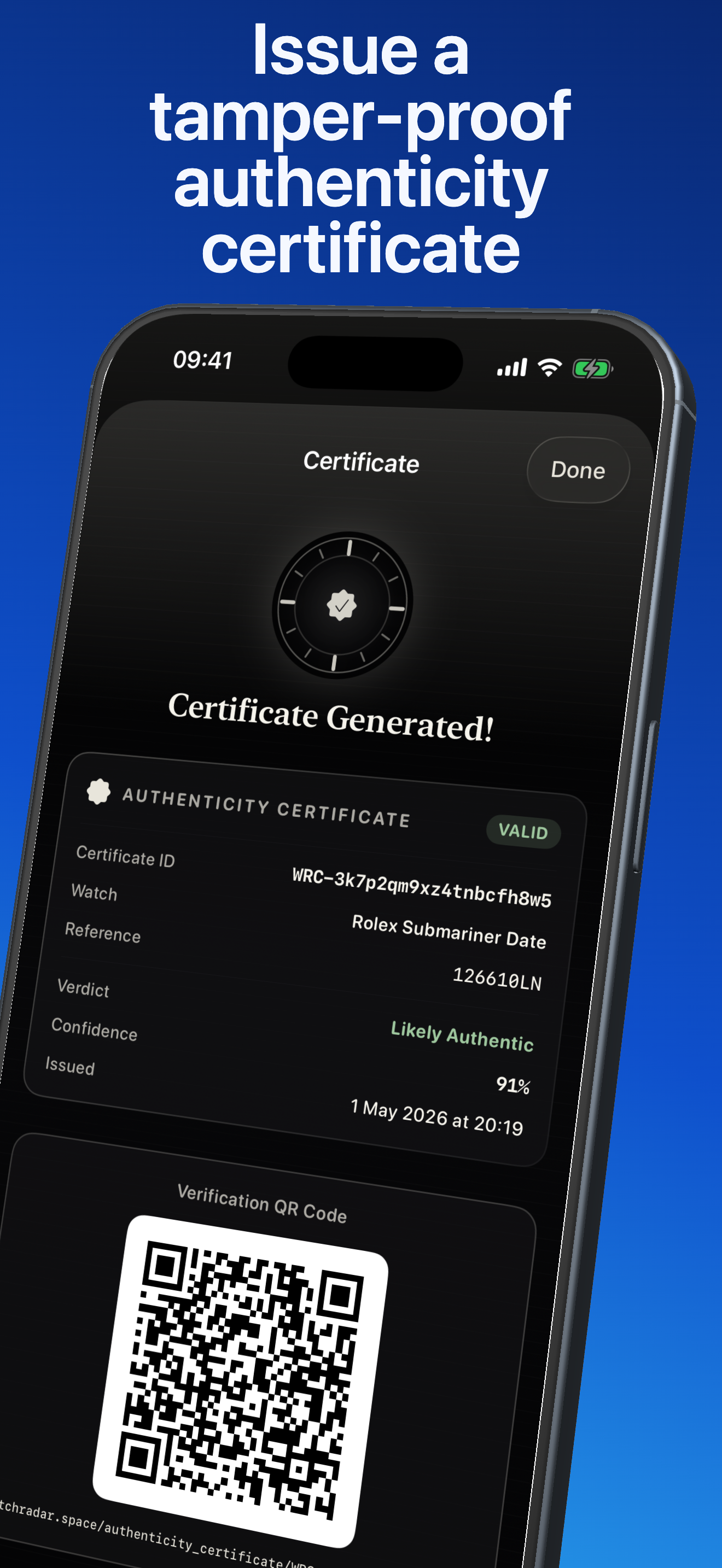 A certificate you can share.