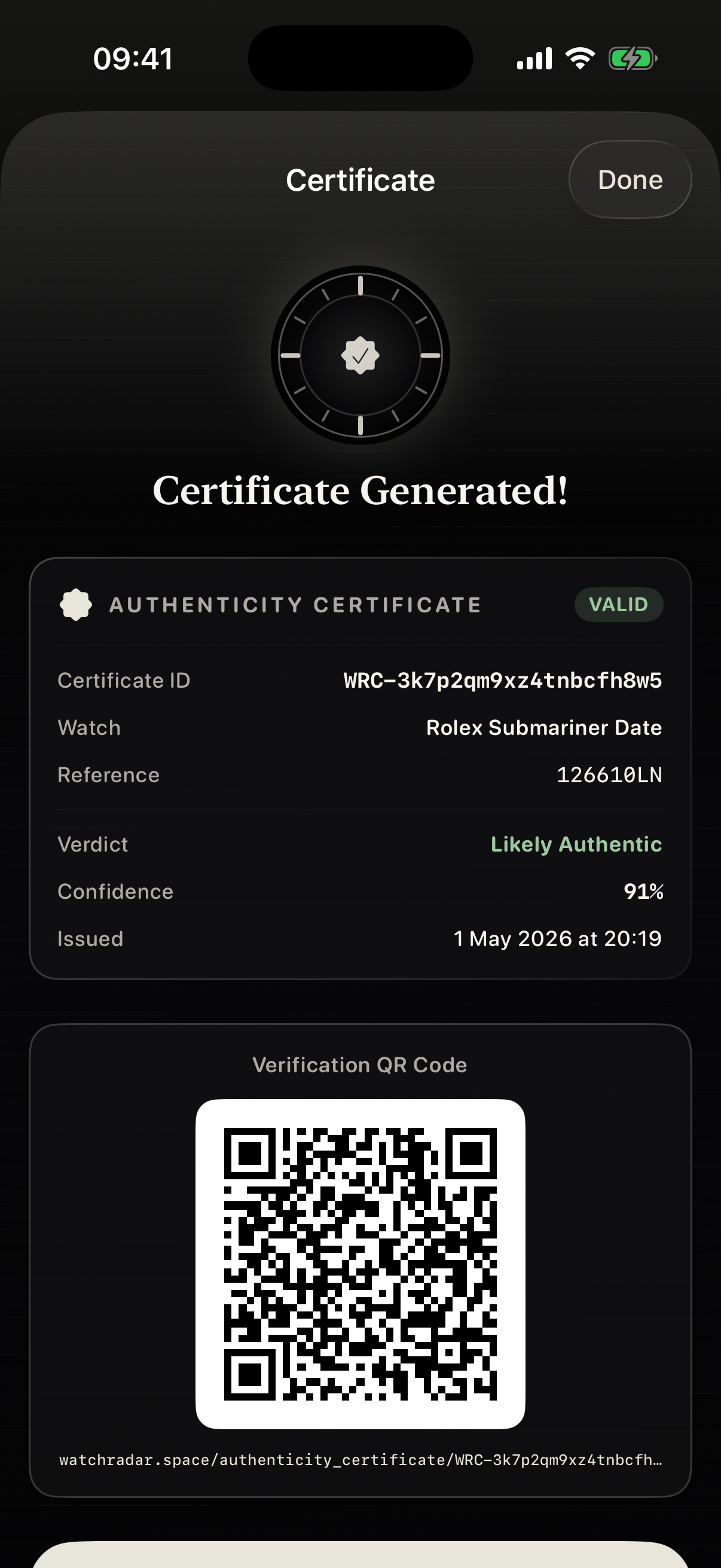 A certificate you can share.