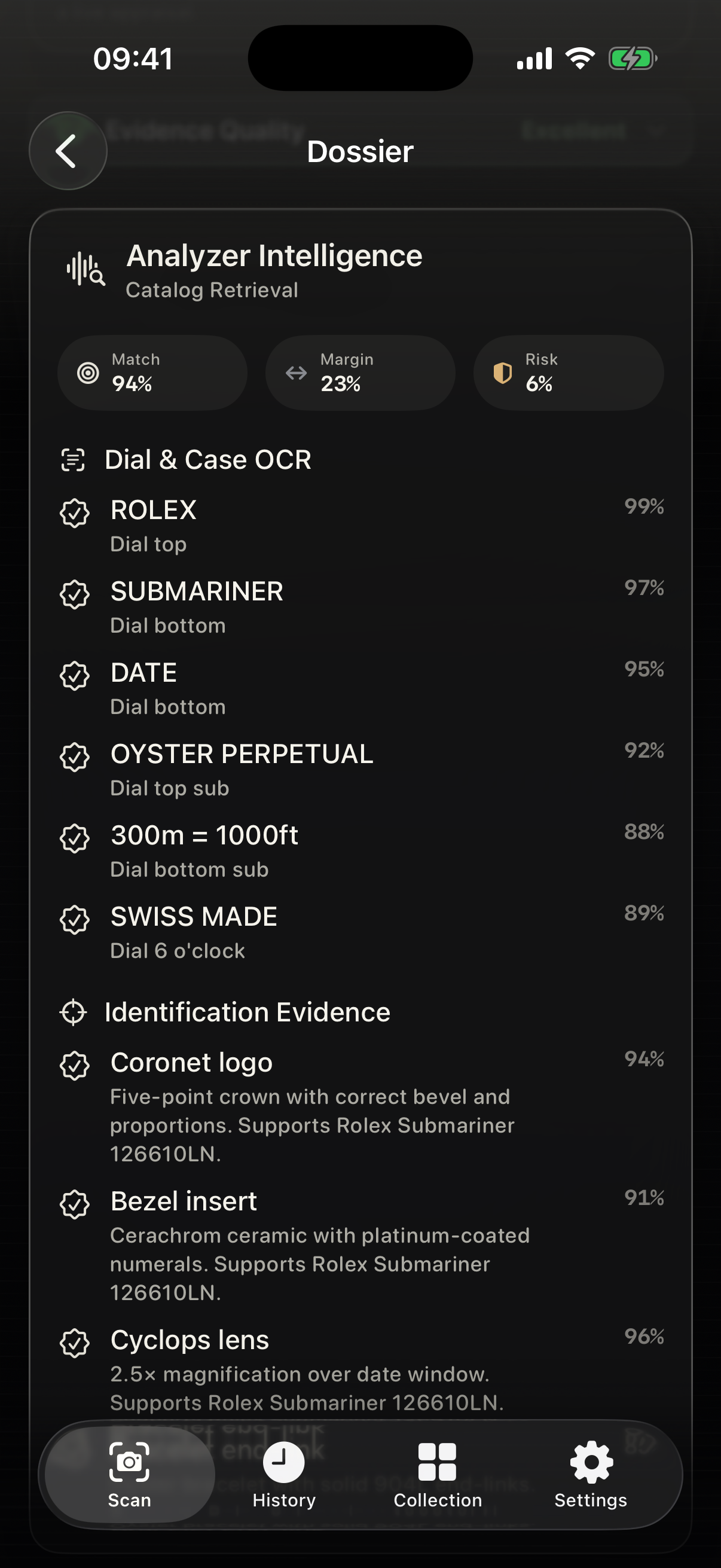 Every AI dossier ends with a verdict, an action, and the evidence that earned it.